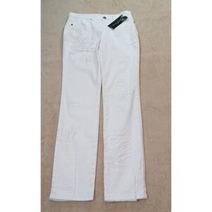 Cartise NWT Women's Enbroidered Stretch Jeans Size 4‎ White